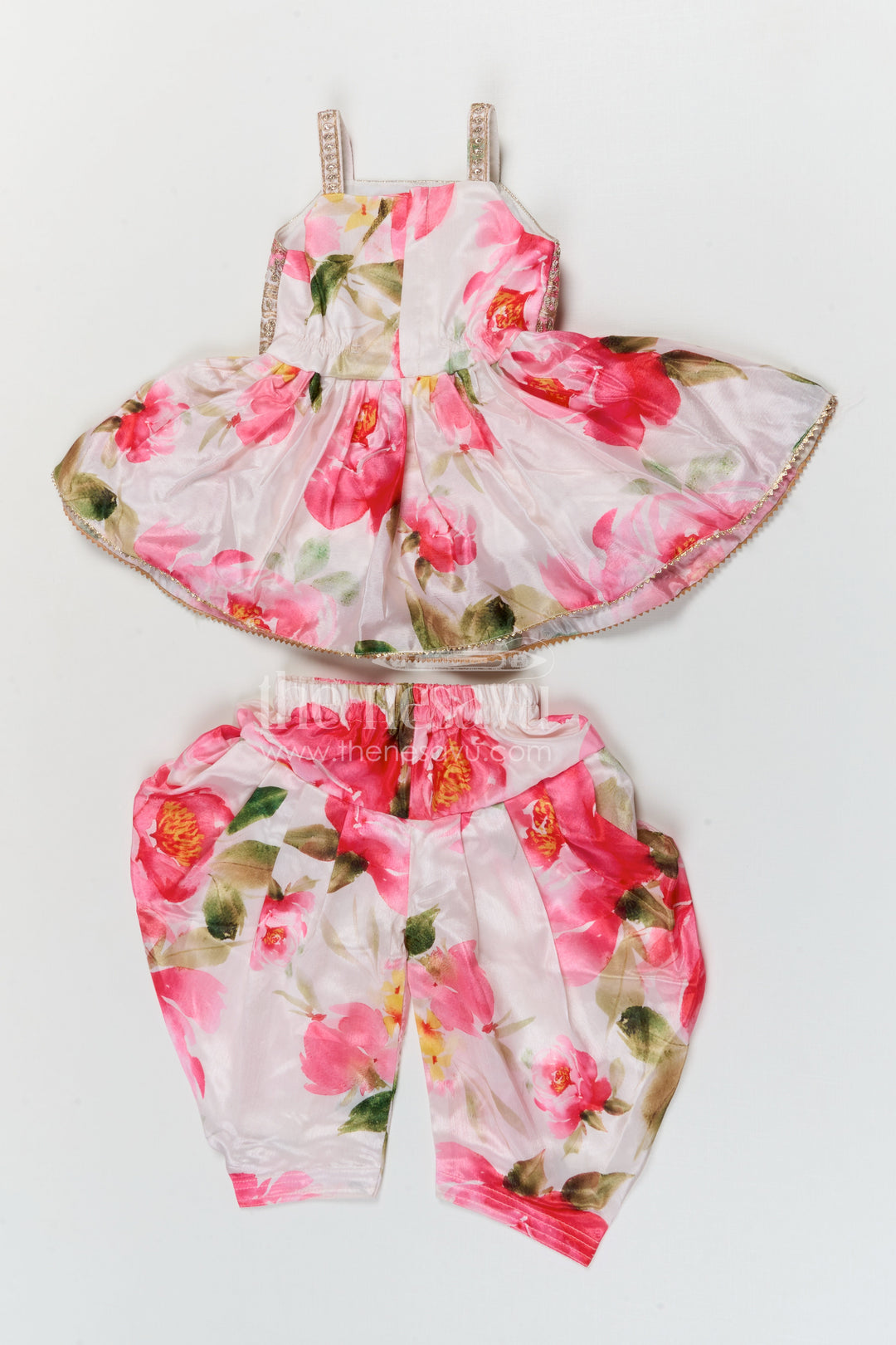 The Nesavu Girls Dothi Sets Girls Dhoti Set for Festive Occasions and Cultural Celebrations Nesavu Nesavu girls crepe silk dhoti set with embroidered yoke for festive celebrations and weddings