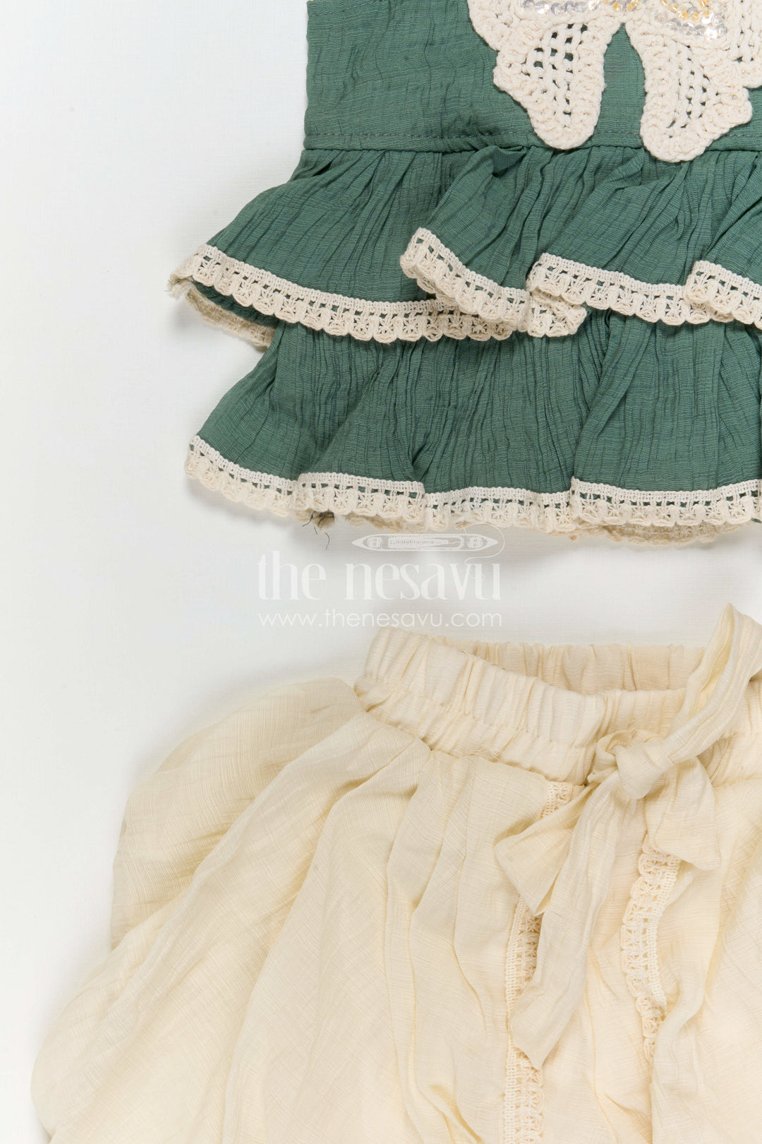 The Nesavu Girls Dothi Sets Girls Dhoti Set for Festive Occasions and Traditional Wear Nesavu Nesavu girls dhoti set for festive occasions with cotton blend fabric comfortable traditional kids outfit