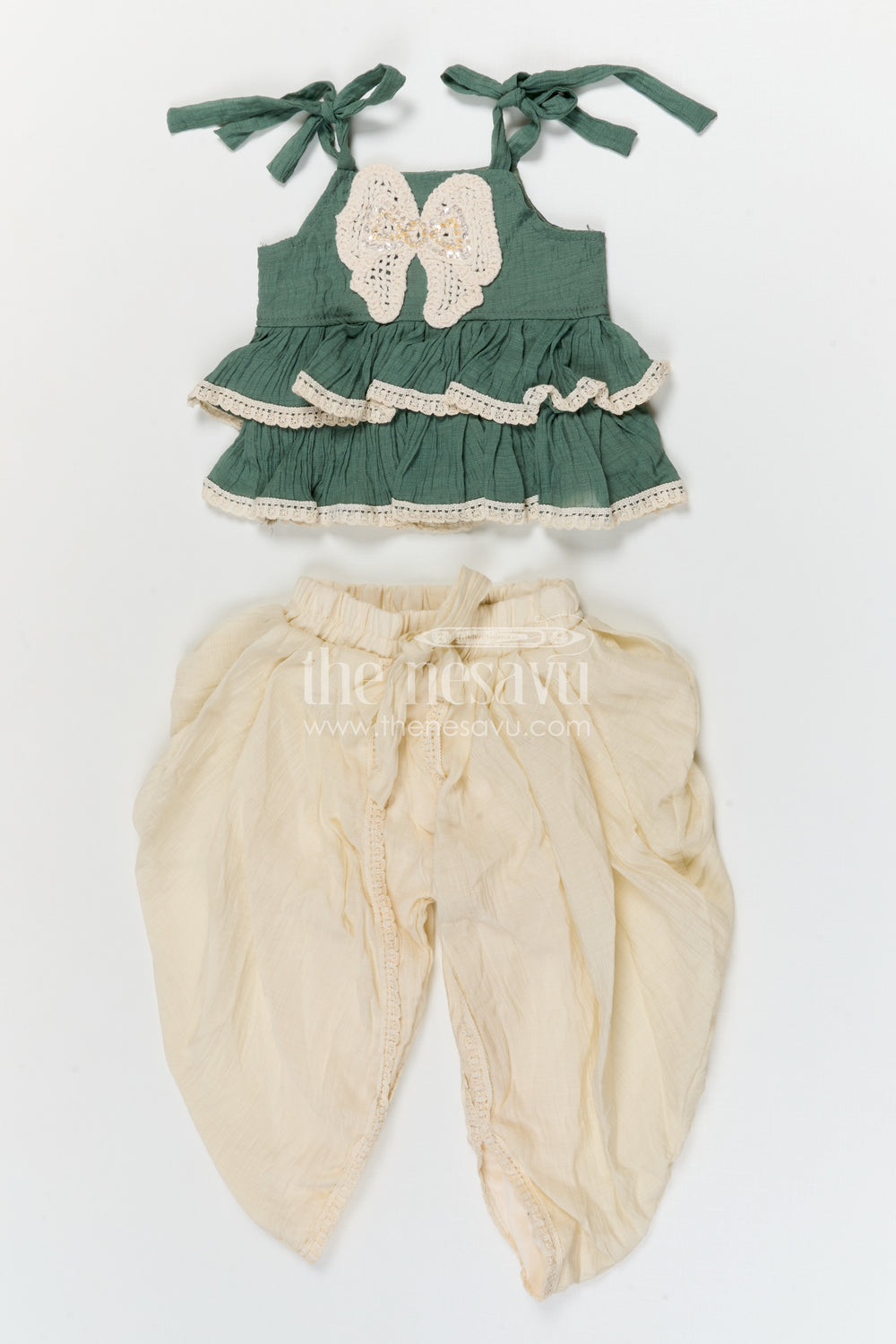 The Nesavu Girls Dothi Sets Girls Dhoti Set for Festive Occasions and Traditional Wear Nesavu Nesavu girls dhoti set for festive occasions with cotton blend fabric comfortable traditional kids outfit