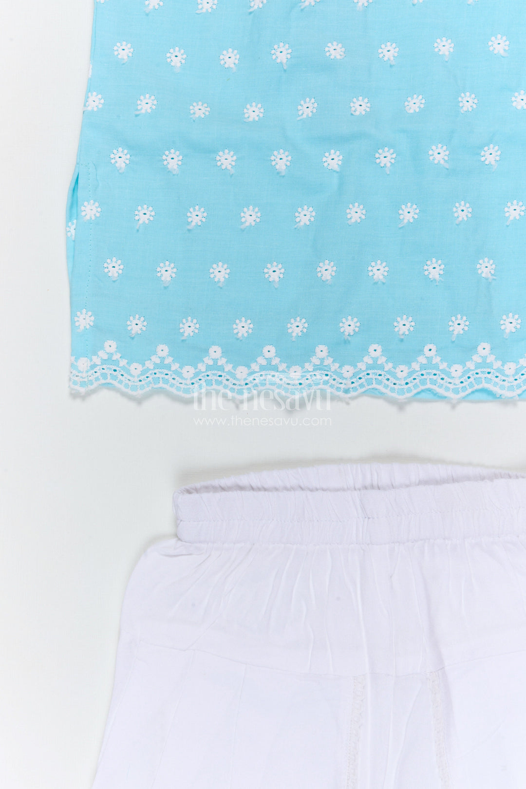 The Nesavu Girls Dothi Sets Girls Dhoti Set for School Ethnic Day and Festivals Nesavu Nesavu girls cotton dhoti set with thread embroidery for school ethnic day