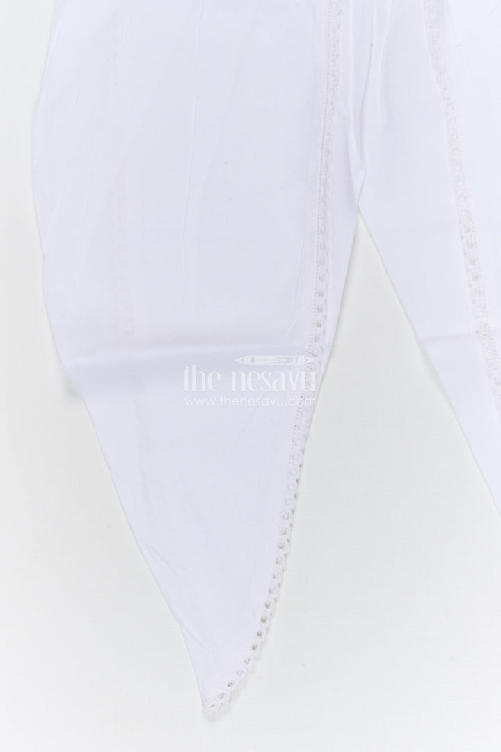 The Nesavu Girls Dothi Sets Girls Dhoti Set for School Ethnic Day and Festivals Nesavu Nesavu girls cotton dhoti set with thread embroidery for school ethnic day