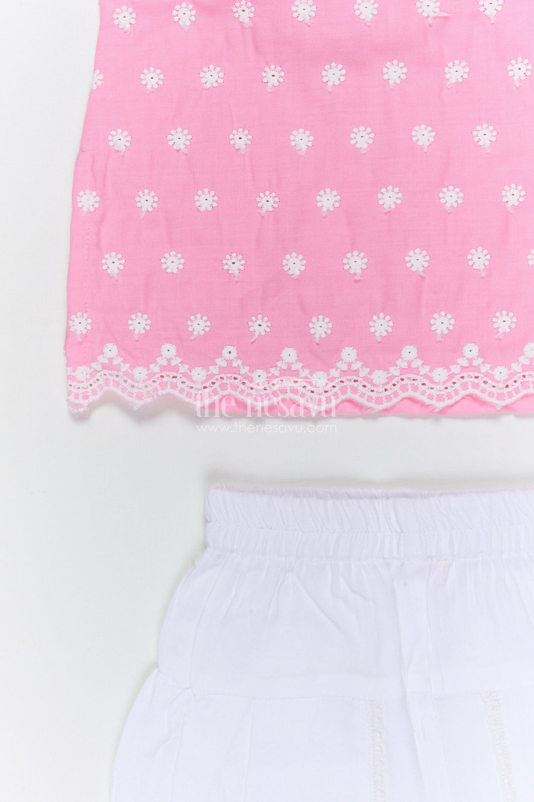 The Nesavu Girls Dothi Sets Girls Dhoti Set for Traditional Celebrations and Festive Wear Nesavu Nesavu girls cotton dhoti set with embroidered top for festive celebrations