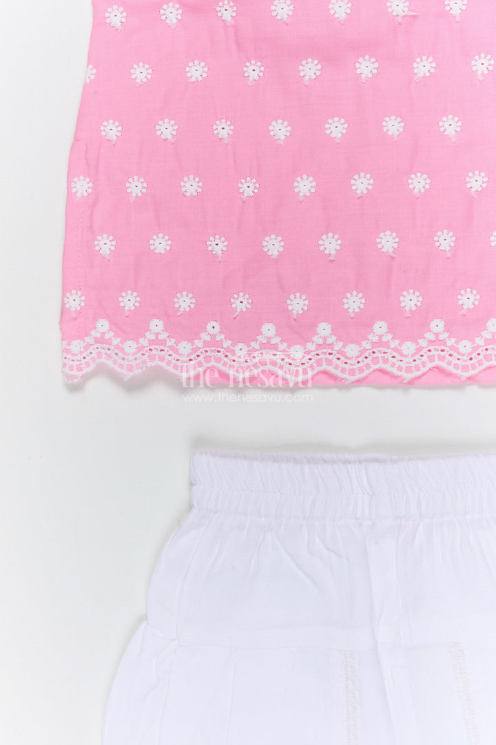 The Nesavu Girls Dothi Sets Girls Dhoti Set for Traditional Celebrations and Festive Wear Nesavu Nesavu girls cotton dhoti set with embroidered top for festive celebrations