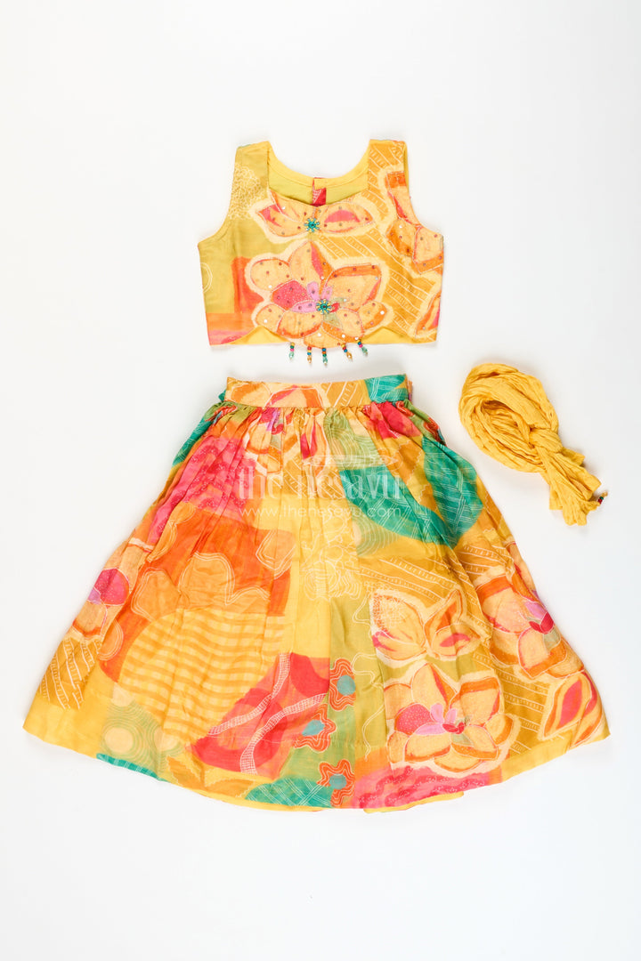 The Nesavu Girls Lehenga Choli Girls Digital Print Lehenga Choli in Muslin Silk for Festivals and School Events Nesavu Nesavu girls muslin silk lehenga choli digital print  ideal Diwali festive school events