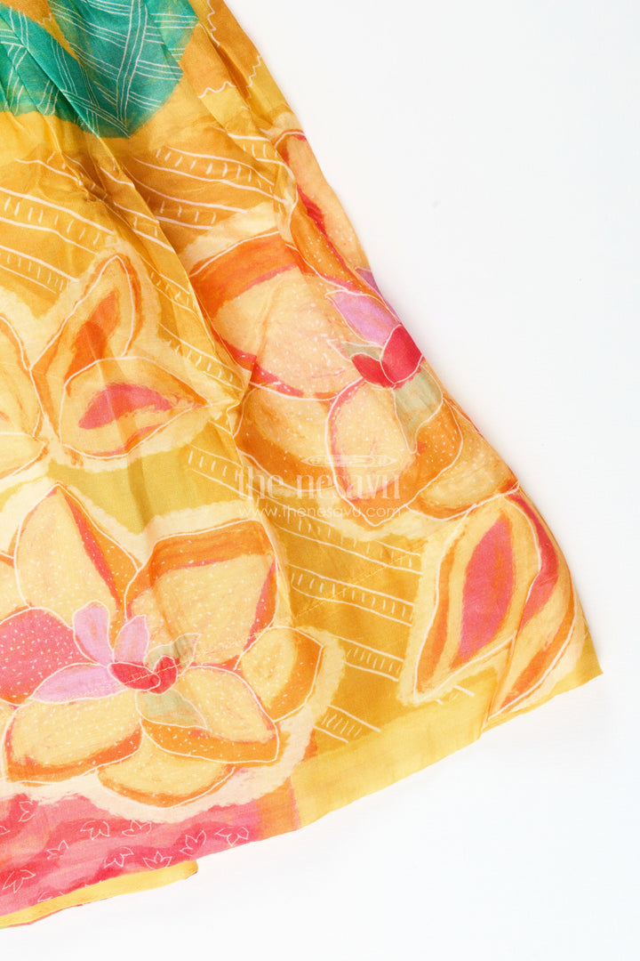 The Nesavu Girls Lehenga Choli Girls Digital Print Lehenga Choli in Muslin Silk for Festivals and School Events Nesavu Nesavu girls muslin silk lehenga choli digital print  ideal Diwali festive school events