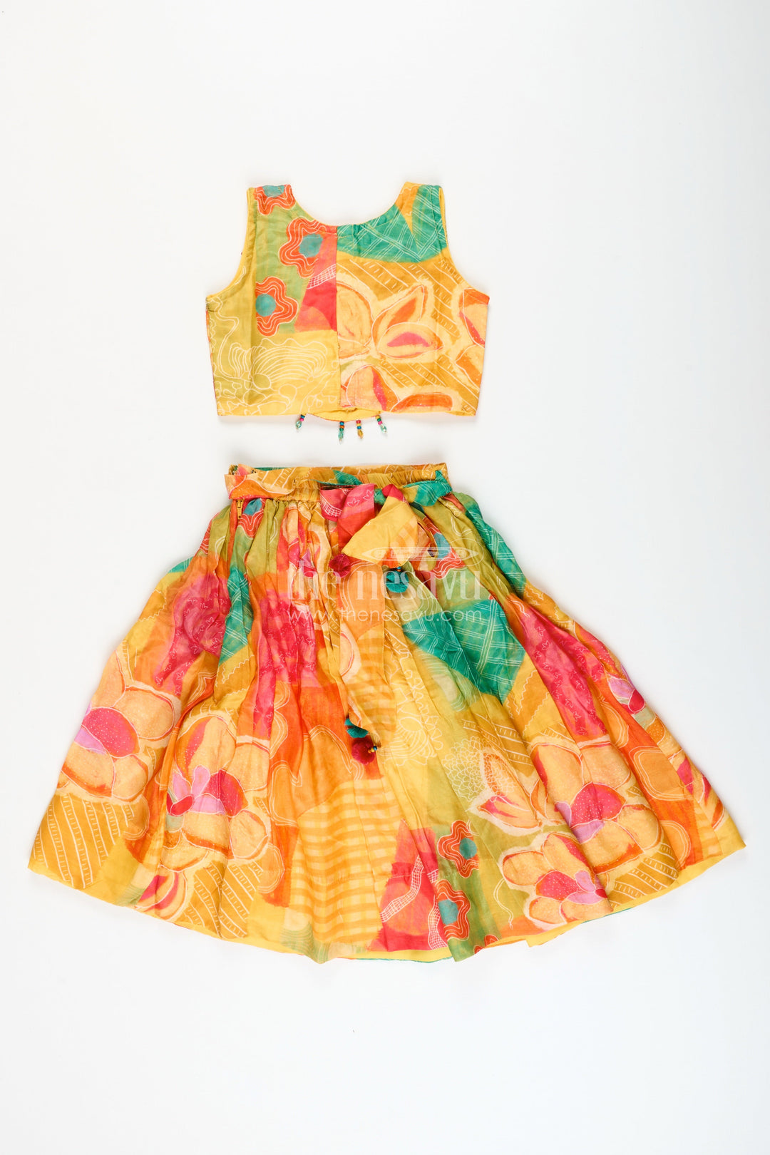 The Nesavu Girls Lehenga Choli Girls Digital Print Lehenga Choli in Muslin Silk for Festivals and School Events Nesavu Nesavu girls muslin silk lehenga choli digital print  ideal Diwali festive school events