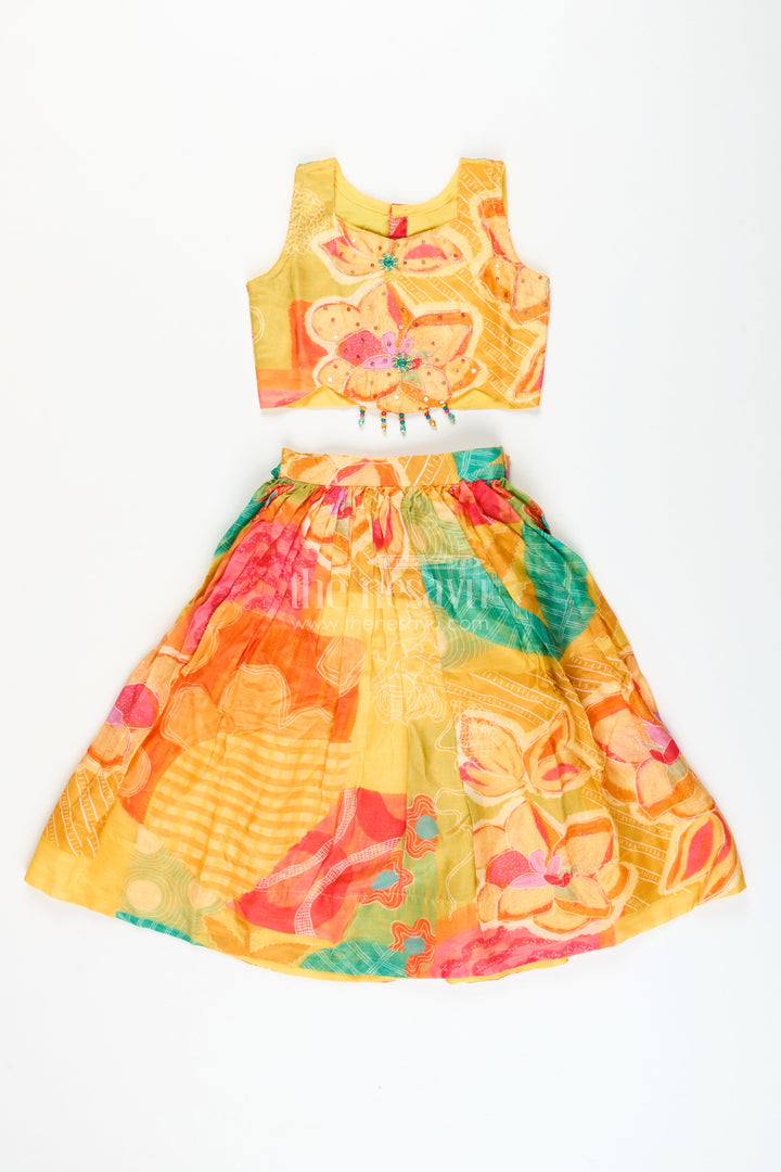 The Nesavu Girls Lehenga Choli Girls Digital Print Lehenga Choli in Muslin Silk for Festivals and School Events Nesavu Nesavu girls muslin silk lehenga choli digital print  ideal Diwali festive school events