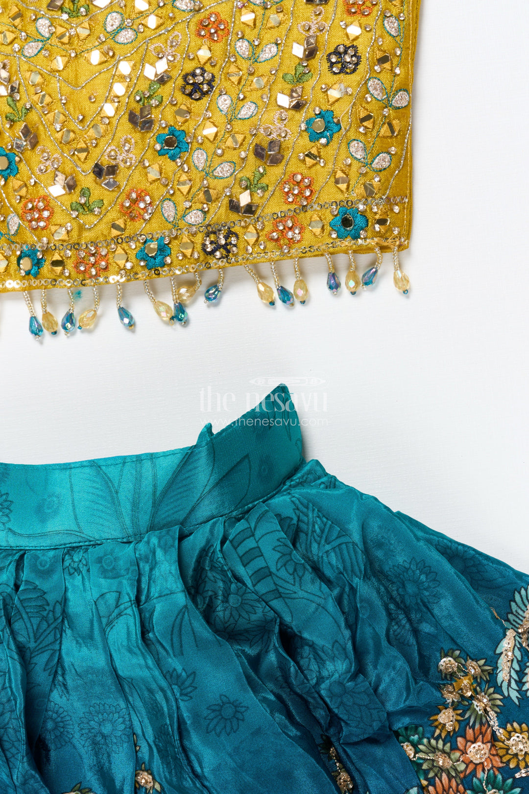 The Nesavu Girls Lehenga Choli Girls Digital Printed Lehenga Choli for Weddings and Family Celebrations Nesavu Nesavu digital printed lehenga choli girls viscose silk perfect weddings ethnic functions