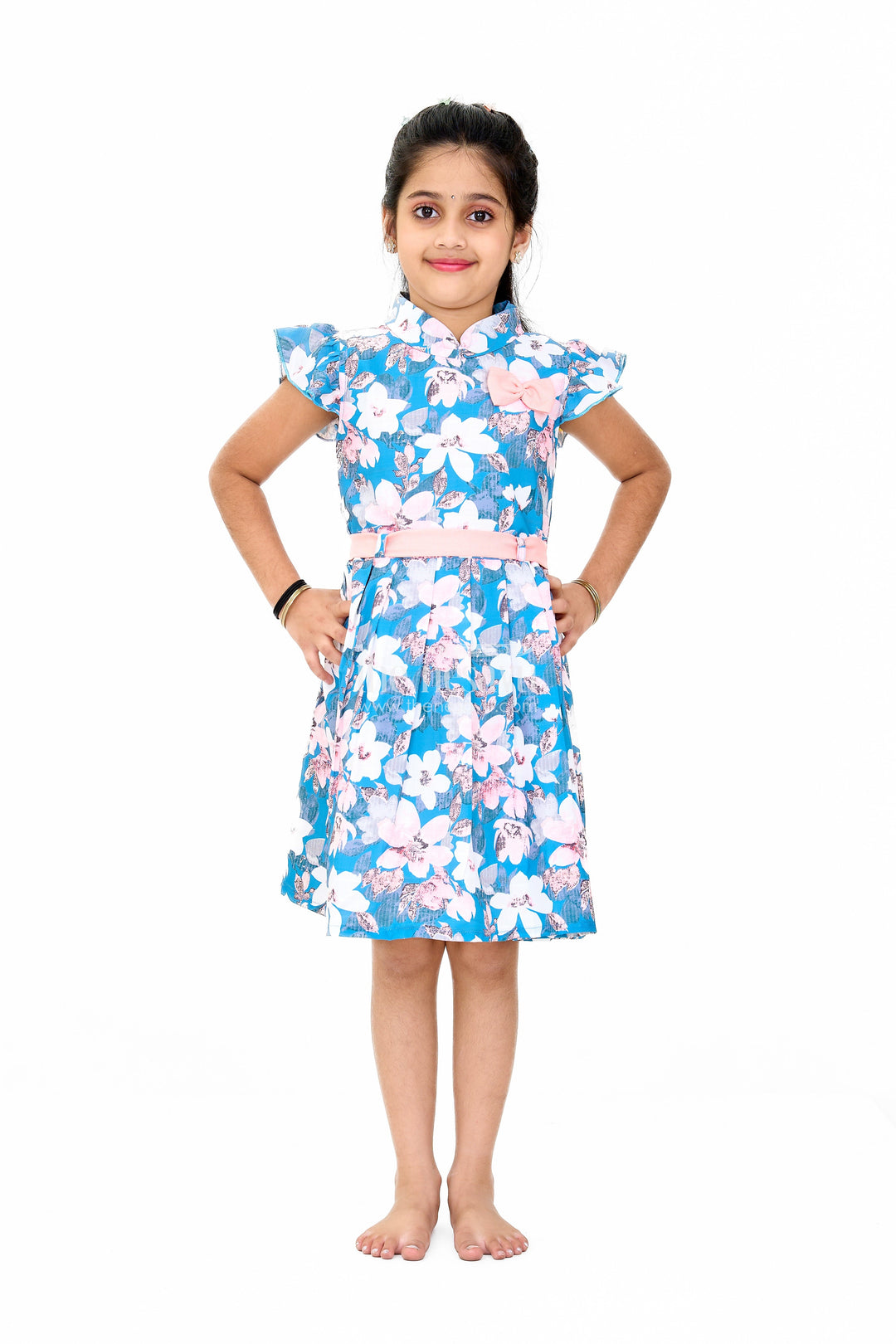 The Nesavu Girls Cotton Frock Girls Disney Princess Fancy Dress with Floral Print and Puff Sleeves Nesavu Girls Disney Princess Fancy Dress Puff Sleeves Floral Print | The Nesavu