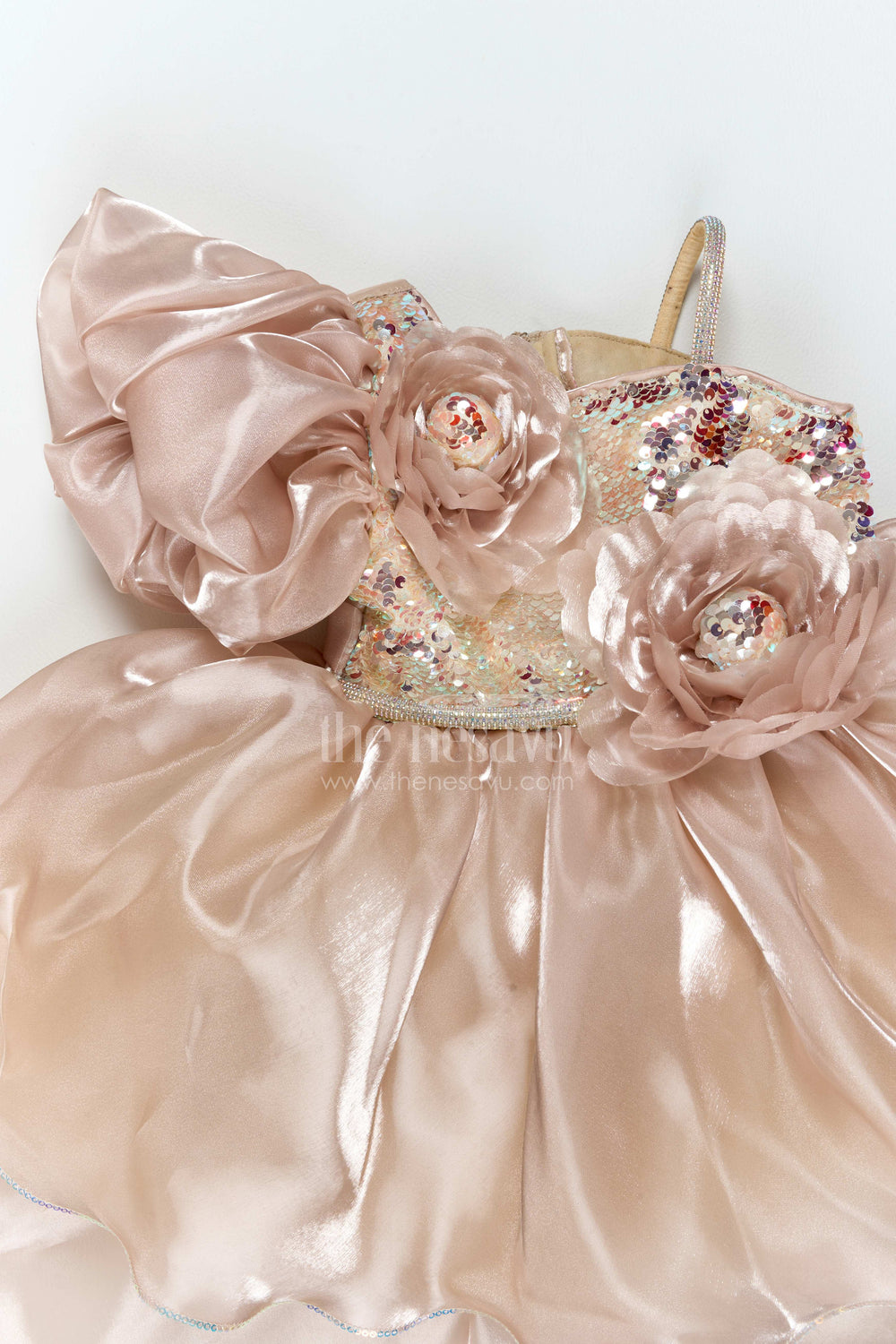 The Nesavu Girls Fancy Party Frock Girls Dramatic Satin Frock for Receptions and Grand Celebrations Nesavu Nesavu Girls Dramatic Satin Frock For Receptions Milestone Birthdays Formal Parties And Grand Celebrations