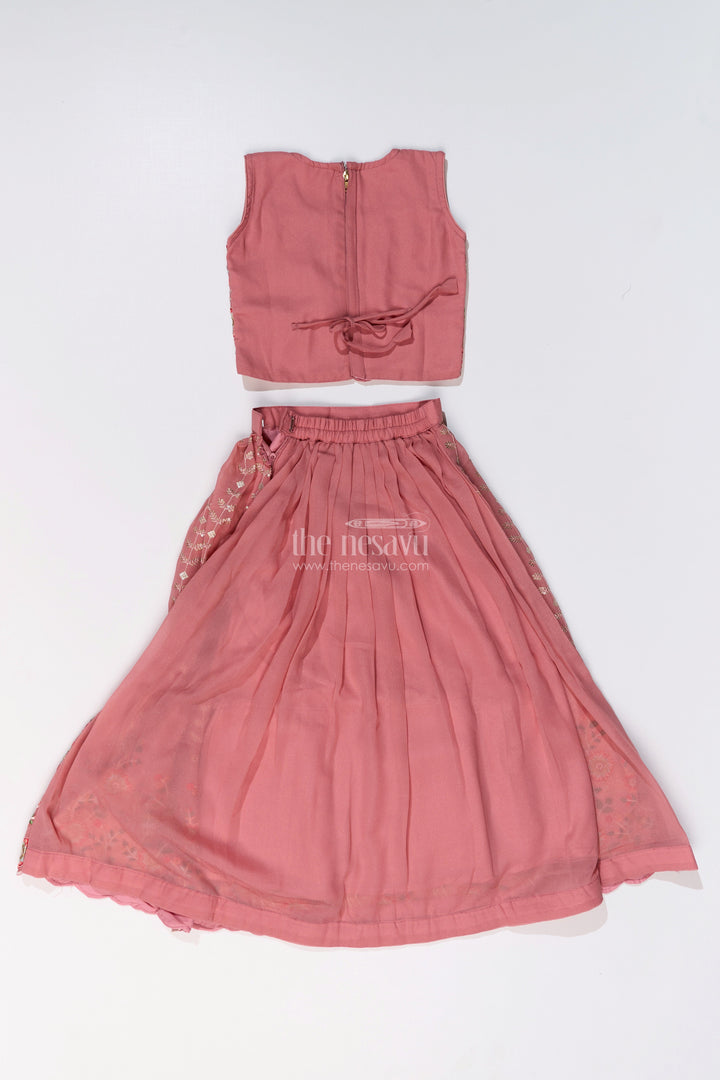 The Nesavu Girls Lehenga Choli Girls Dupatta Style On Choli Lehenga Set with Embroidery for Grand Festive Look Nesavu Girls Dupatta Style Choli Lehenga Embroidery Festive Wedding Wear | The Nesavu