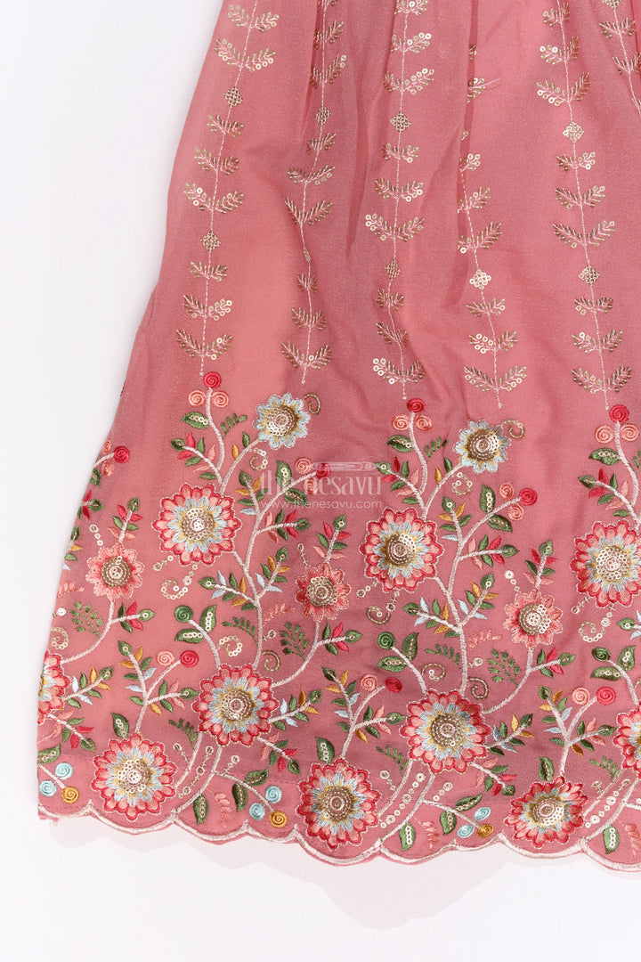 The Nesavu Girls Lehenga Choli Girls Dupatta Style On Choli Lehenga Set with Embroidery for Grand Festive Look Nesavu Girls Dupatta Style Choli Lehenga Embroidery Festive Wedding Wear | The Nesavu