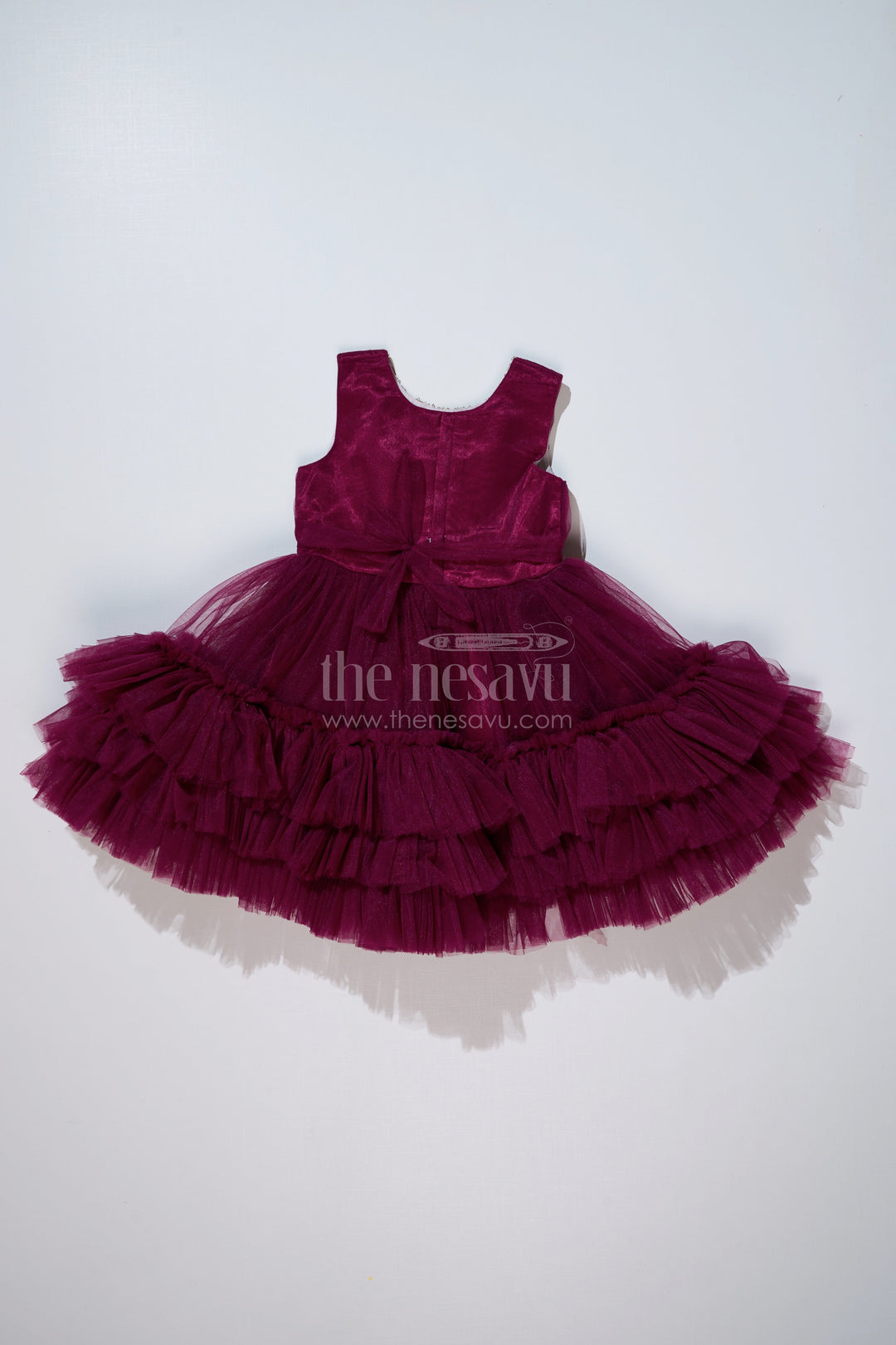The Nesavu Girls Fancy Party Frock Girls Elegant Purple Cocktail Party Dress with Ruffled Layers and Sequin Embellishments Nesavu Girls Elegant Purple Cocktail Party Dress Ruffled Net Sequin Detailing | The Nesavu