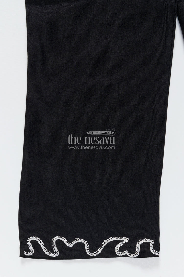 The Nesavu Girls Co-Ord Sets Girls Embroidered Black Georgette Plazo Set for Evening Functions Nesavu Nesavu girls black georgette plazo set thread embroidery festive cultural functions