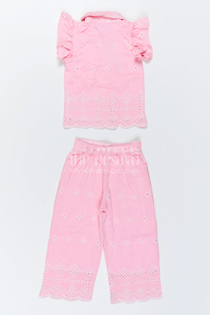The Nesavu Girls Co-Ord Sets Girls Embroidered Co Ord Outfit for Festive Family Gatherings Nesavu Nesavu Girls Embroidered Hakoba Co Ord Outfit With Puff Sleeves For Festive Celebrations