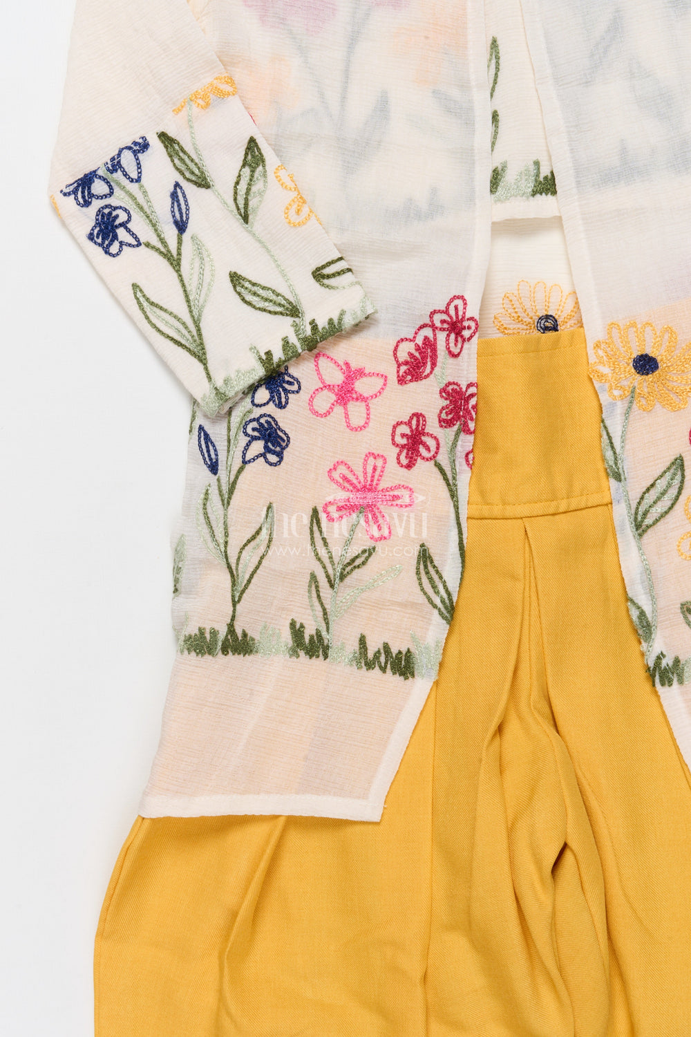 The Nesavu Girls Co-Ord Sets Girls Embroidered Co-Ord Set for Festivals and Family Gatherings Nesavu Nesavu girls co-ord set floral embroidery harem pants festivals cultural events