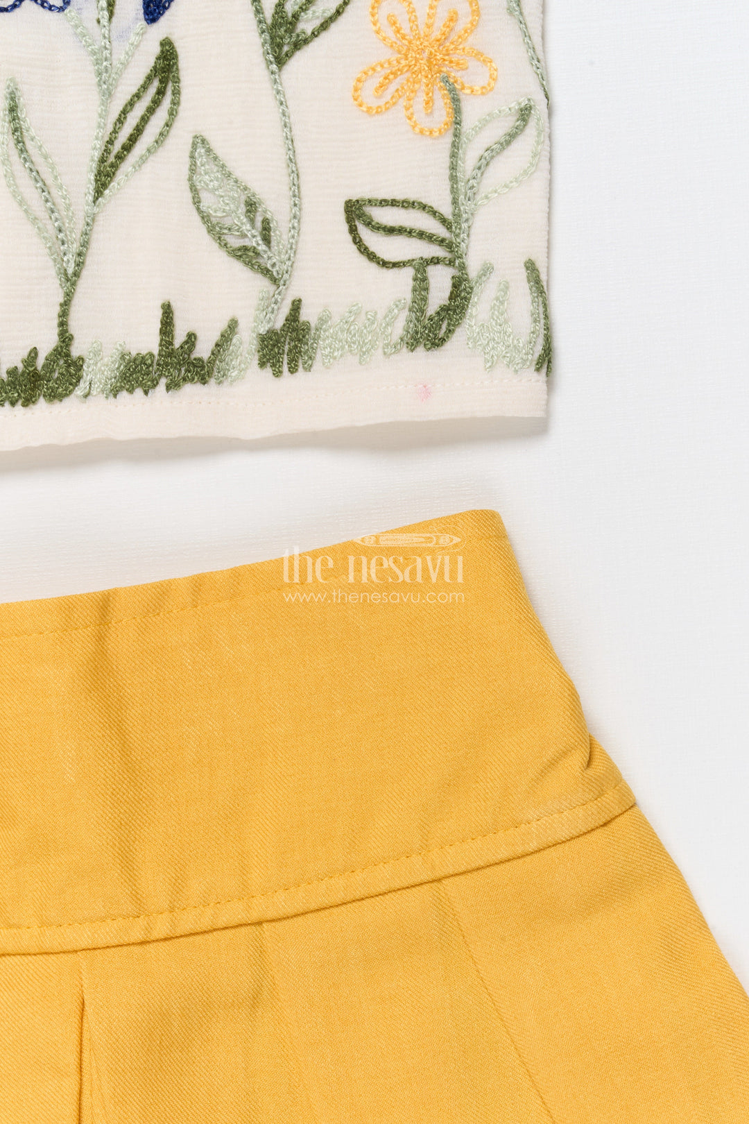 The Nesavu Girls Co-Ord Sets Girls Embroidered Co-Ord Set for Festivals and Family Gatherings Nesavu Nesavu girls co-ord set floral embroidery harem pants festivals cultural events