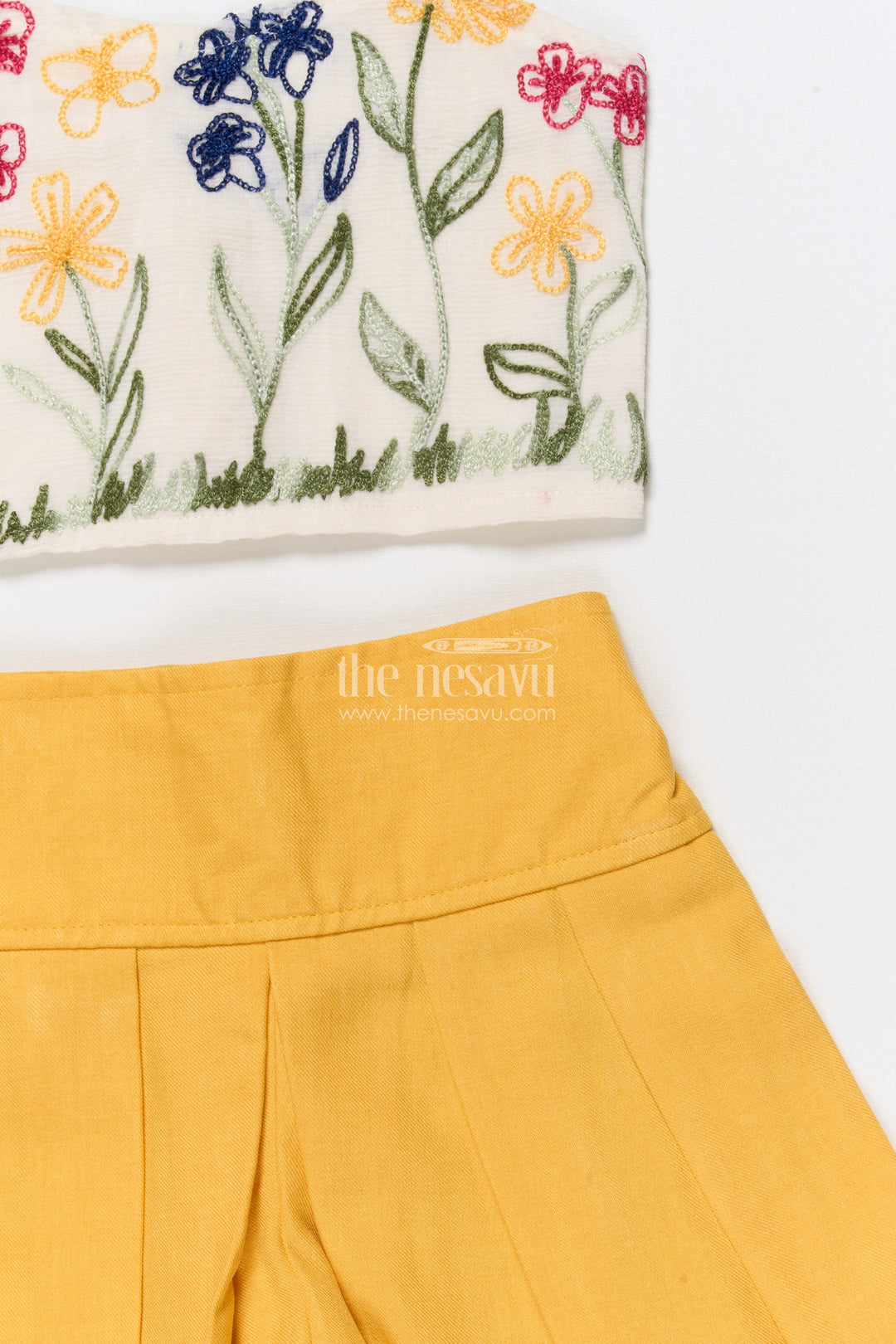 The Nesavu Girls Co-Ord Sets Girls Embroidered Co-Ord Set for Festivals and Family Gatherings Nesavu Nesavu girls co-ord set floral embroidery harem pants festivals cultural events