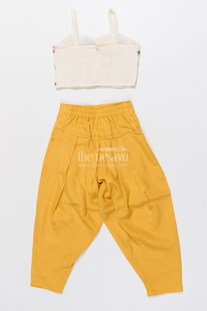 The Nesavu Girls Co-Ord Sets Girls Embroidered Co-Ord Set for Festivals and Family Gatherings Nesavu Nesavu girls co-ord set floral embroidery harem pants festivals cultural events