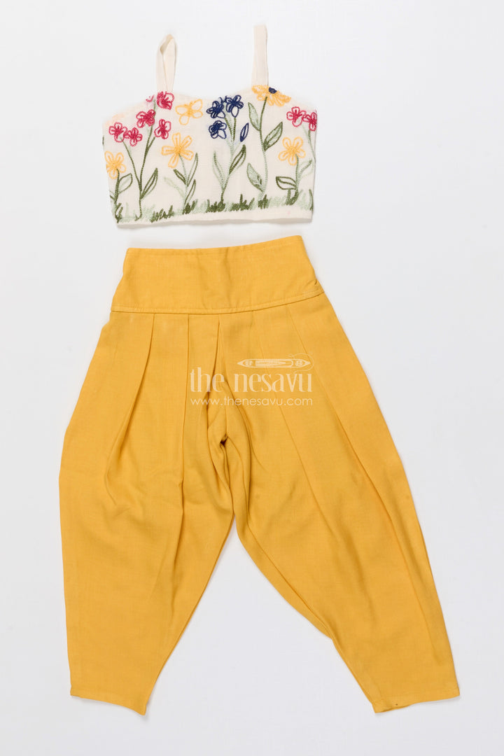 The Nesavu Girls Co-Ord Sets Girls Embroidered Co-Ord Set for Festivals and Family Gatherings Nesavu Nesavu girls co-ord set floral embroidery harem pants festivals cultural events
