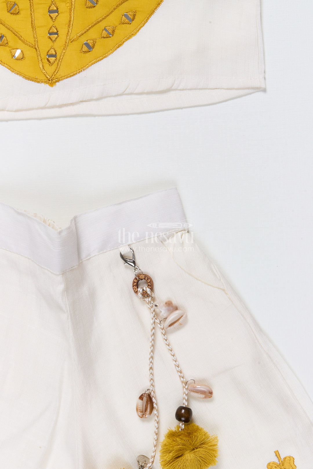 The Nesavu Girls Co-Ord Sets Girls Embroidered Co-Ord Set with Tassel Detail for Festive Wear and Ethnic Day Nesavu Nesavu embroidered co-ord set girls tassel detail festive wear school family functions