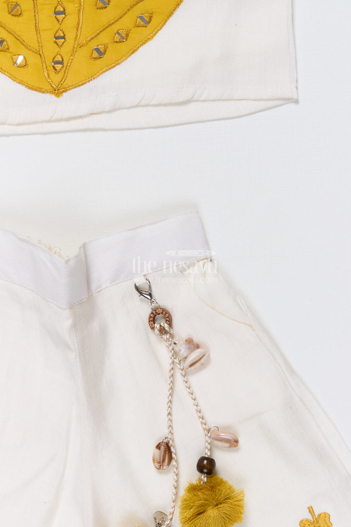 The Nesavu Girls Co-Ord Sets Girls Embroidered Co-Ord Set with Tassel Detail for Festive Wear and Ethnic Day Nesavu Nesavu embroidered co-ord set girls tassel detail festive wear school family functions