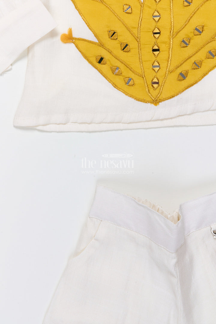 The Nesavu Girls Co-Ord Sets Girls Embroidered Co-Ord Set with Tassel Detail for Festive Wear and Ethnic Day Nesavu Nesavu embroidered co-ord set girls tassel detail festive wear school family functions