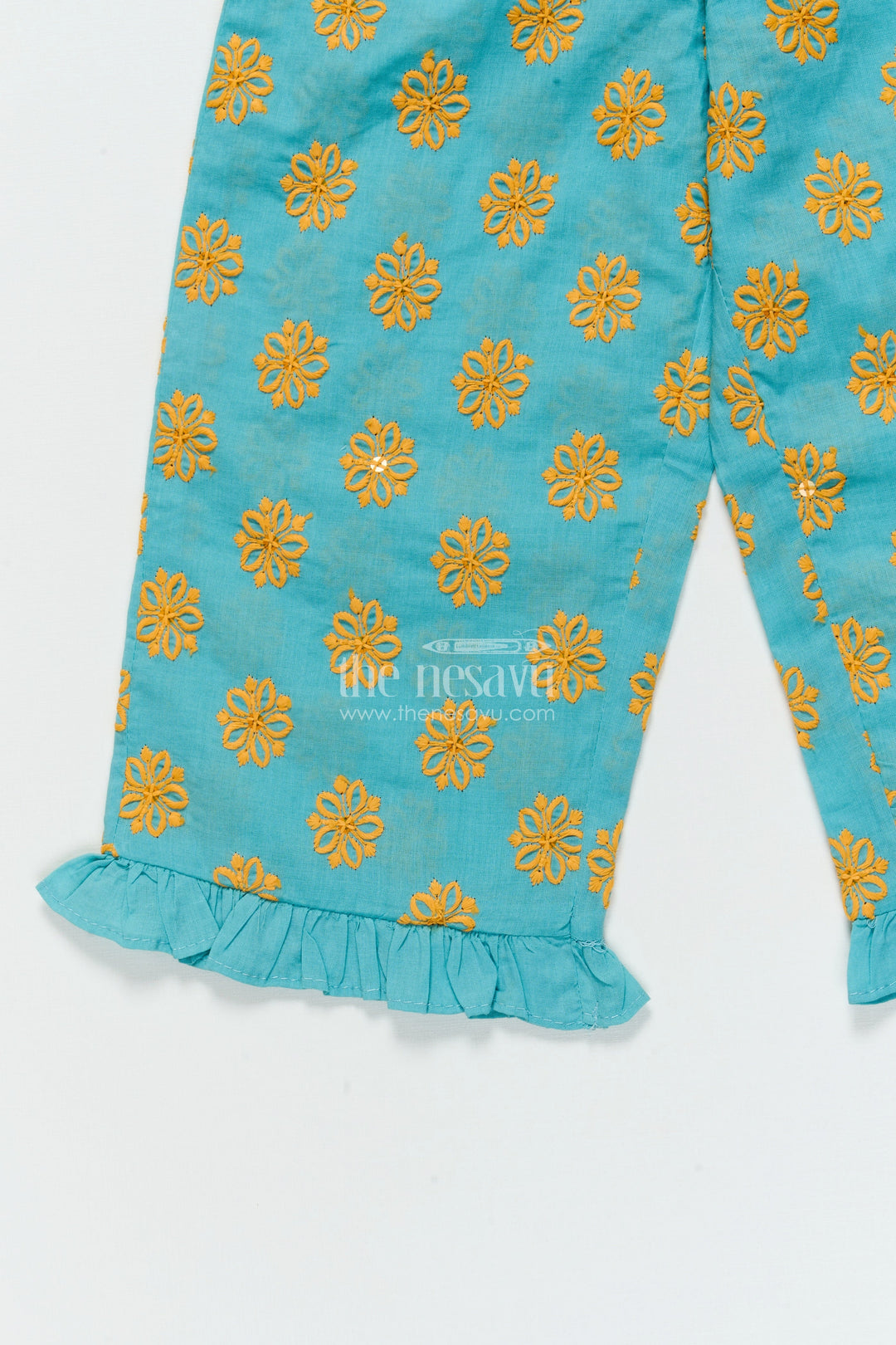 The Nesavu Girls Co-Ord Sets Girls Embroidered Cotton Co-Ord Set for Festive Playdates and Twirl Time Nesavu Nesavu girls cotton co-ord set floral embroidery stylish festive-ready outfit playdates events