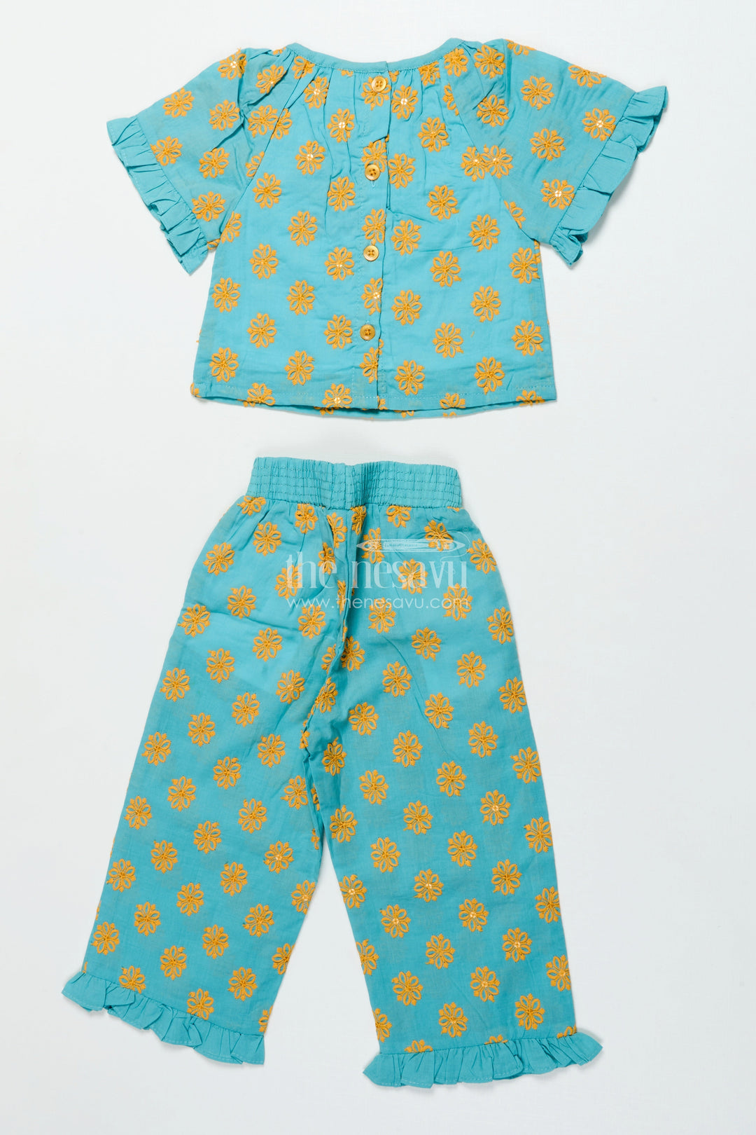 The Nesavu Girls Co-Ord Sets Girls Embroidered Cotton Co-Ord Set for Festive Playdates and Twirl Time Nesavu Nesavu girls cotton co-ord set floral embroidery stylish festive-ready outfit playdates events