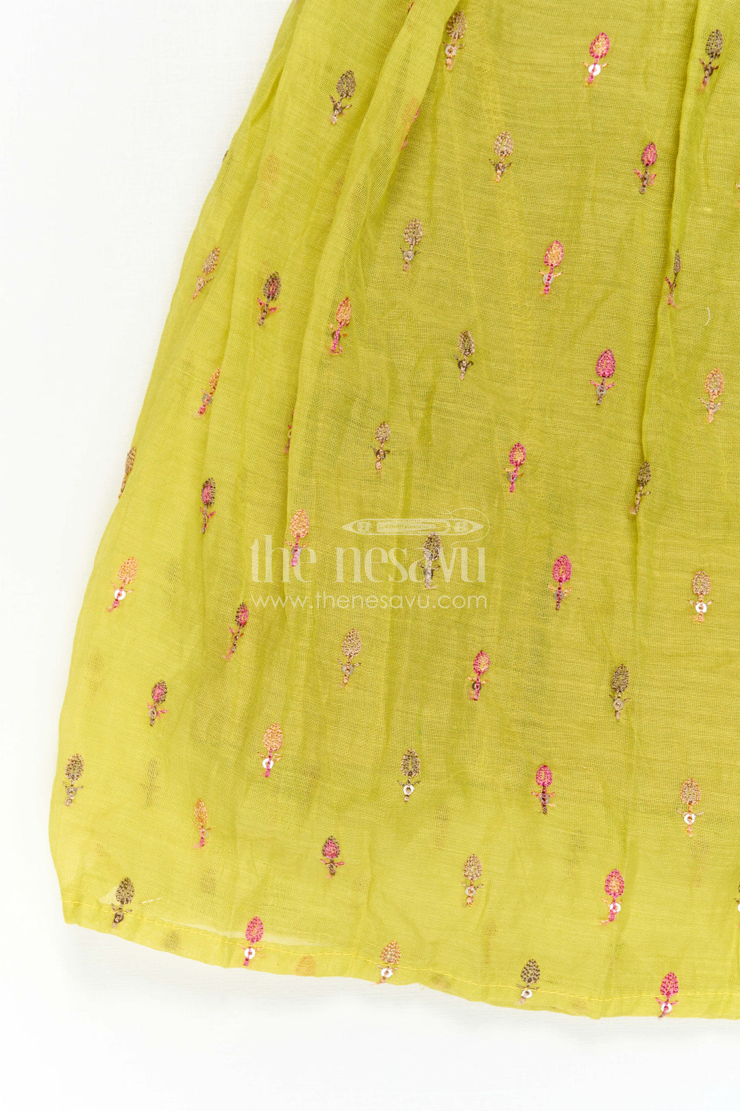 The Nesavu Girls Casual Gown Girls Embroidered Cotton Dress for Festive Outings and Parties Nesavu Nesavu Girls Embroidered Cotton Dress For Festive Outings And Family Celebrations With Pleated Flare
