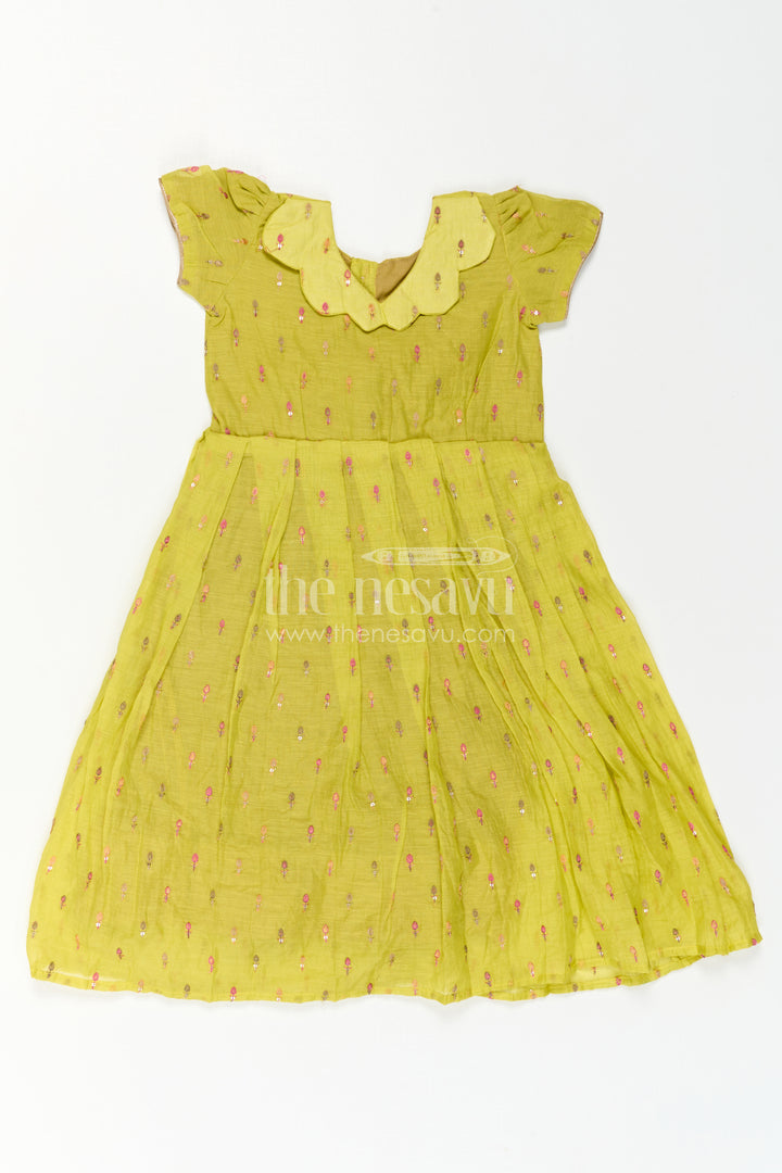 The Nesavu Girls Casual Gown Girls Embroidered Cotton Dress for Festive Outings and Parties Nesavu Nesavu Girls Embroidered Cotton Dress For Festive Outings And Family Celebrations With Pleated Flare