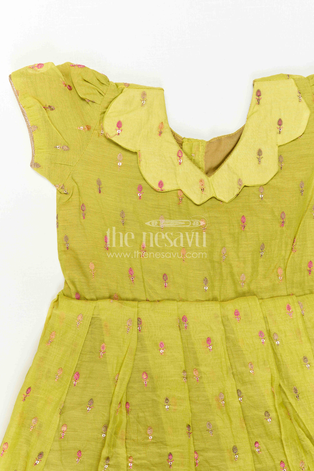 The Nesavu Girls Casual Gown Girls Embroidered Cotton Dress for Festive Outings and Parties Nesavu Nesavu Girls Embroidered Cotton Dress For Festive Outings And Family Celebrations With Pleated Flare