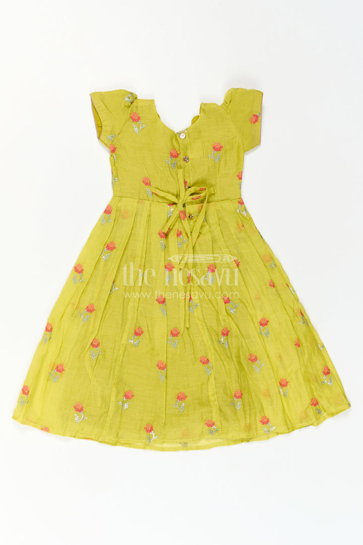 The Nesavu Girls Casual Gown Girls Embroidered Cotton Gown for Festive Family Celebrations Nesavu Nesavu Girls Embroidered Cotton Gown For Festive Celebrations And Birthday Party Wear For Kids