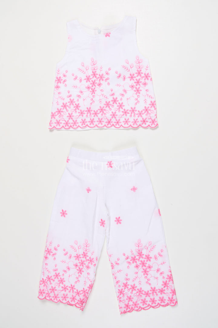 The Nesavu Girls Casual Set Girls Embroidered Cotton Set for School Ethnic Days and Cultural Outings Nesavu 18 (2Y) / Pink GPS886A-18 Nesavu girls embroidered cotton kurta set ethnic school day cultural family occasions