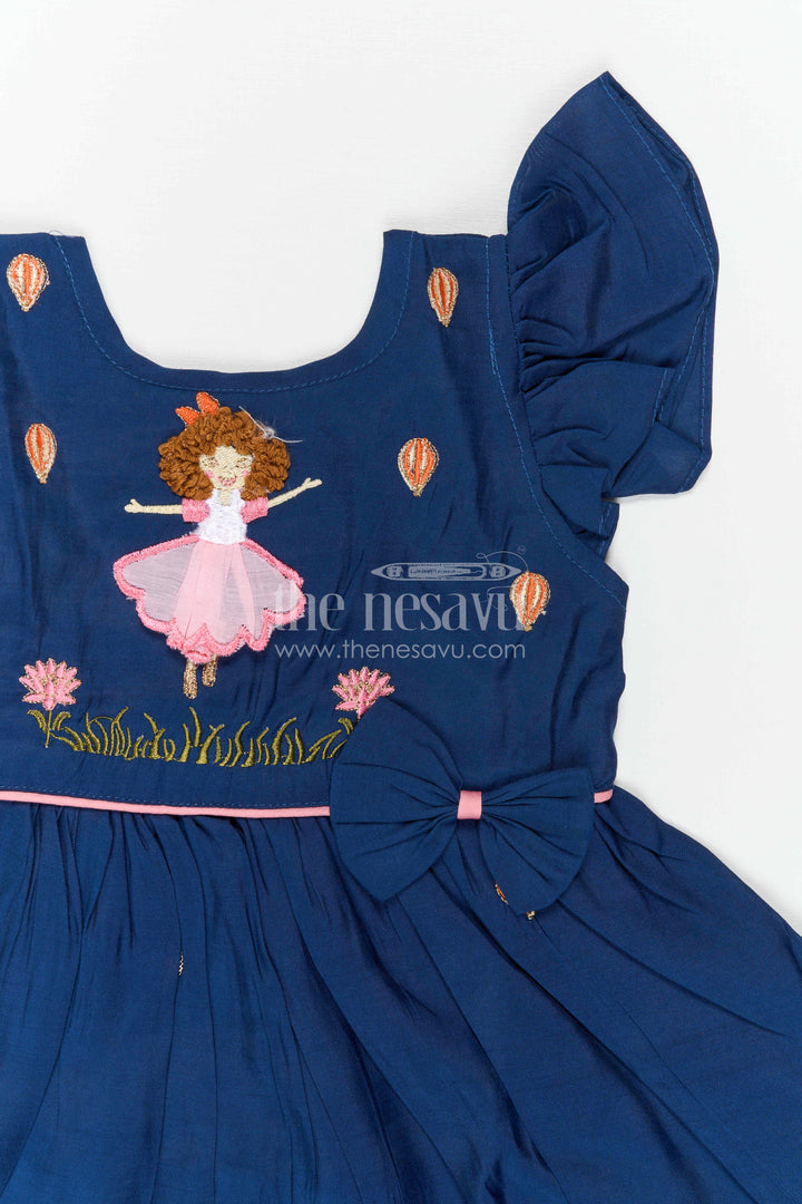 The Nesavu Girls Chanderi Frock Girls Embroidered Frock for Birthdays and Festive Celebrations Nesavu Nesavu Girls Chanderi Cotton Frock With Embroidery For Birthdays And Festive Occasions