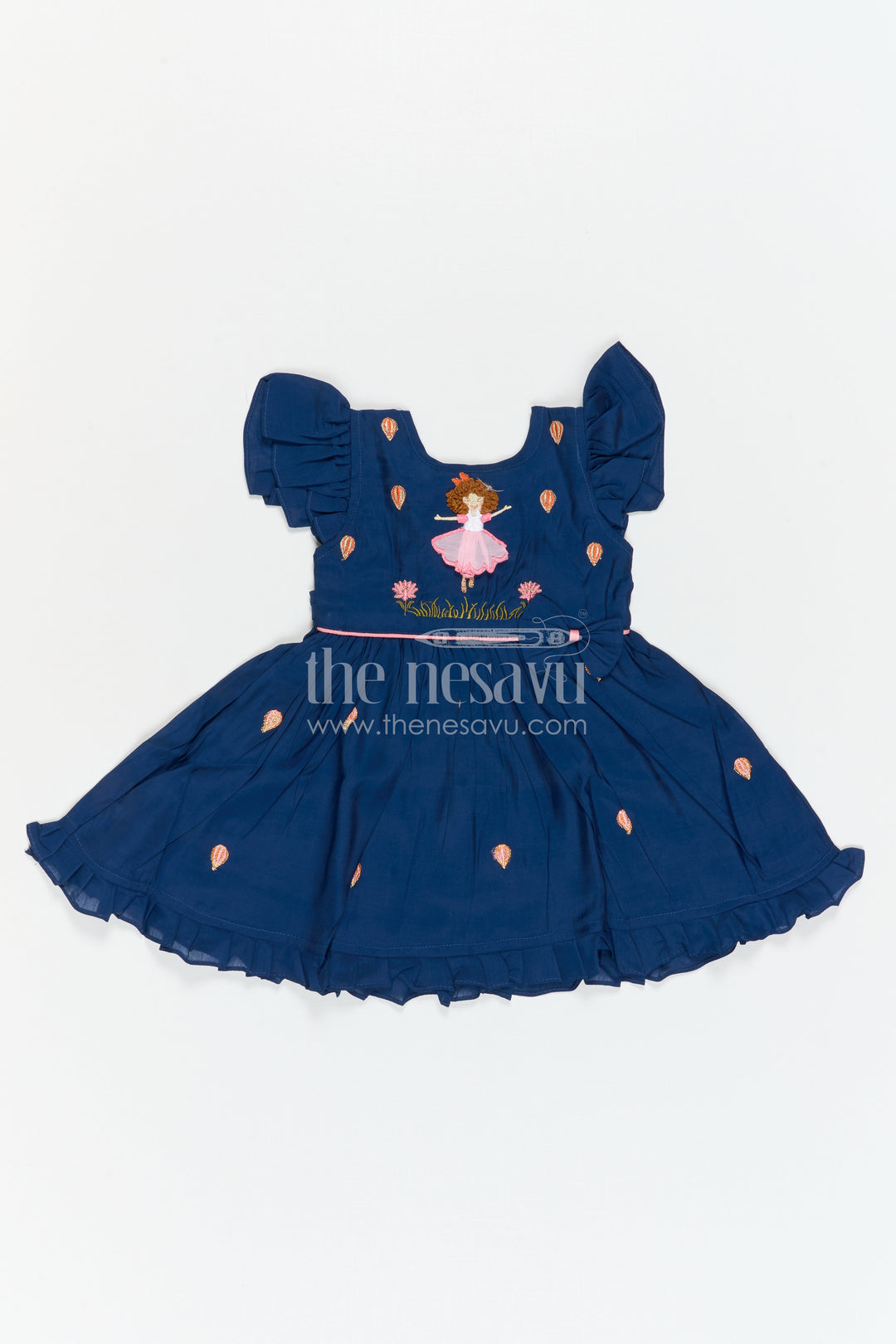 The Nesavu Girls Chanderi Frock Girls Embroidered Frock for Birthdays and Festive Celebrations Nesavu Nesavu Girls Chanderi Cotton Frock With Embroidery For Birthdays And Festive Occasions