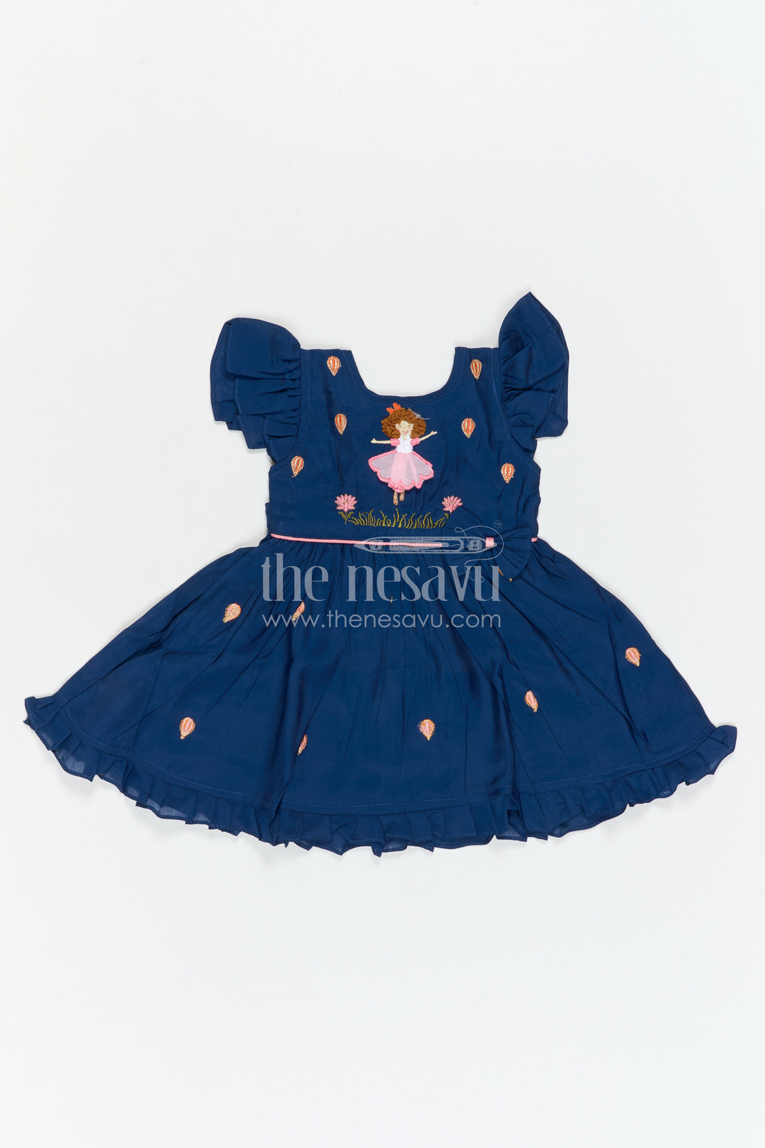 The Nesavu Girls Chanderi Frock Girls Embroidered Frock for Birthdays and Festive Celebrations Nesavu Nesavu Girls Chanderi Cotton Frock With Embroidery For Birthdays And Festive Occasions