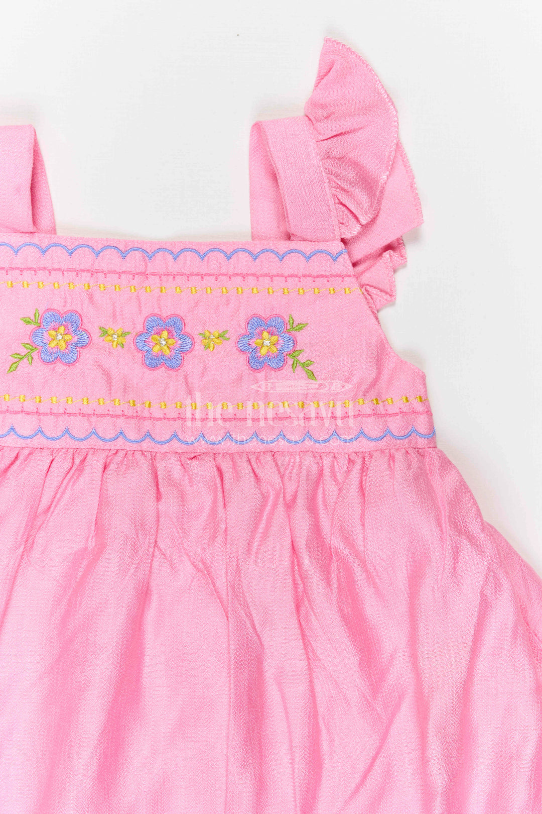 The Nesavu Girls Cotton Frock Girls Embroidered Frock for Birthdays and Festive Gatherings Nesavu Nesavu Girls Embroidered Cotton Blend Frock For Birthday Parties And Festive Family Occasions