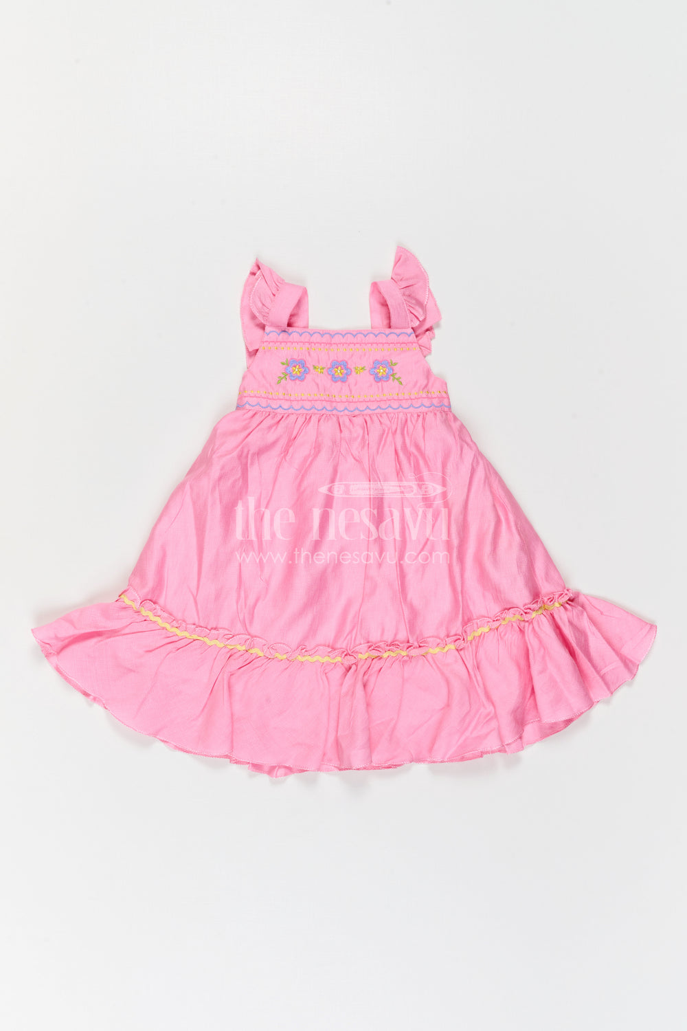 The Nesavu Girls Cotton Frock Girls Embroidered Frock for Birthdays and Festive Gatherings Nesavu Nesavu Girls Embroidered Cotton Blend Frock For Birthday Parties And Festive Family Occasions