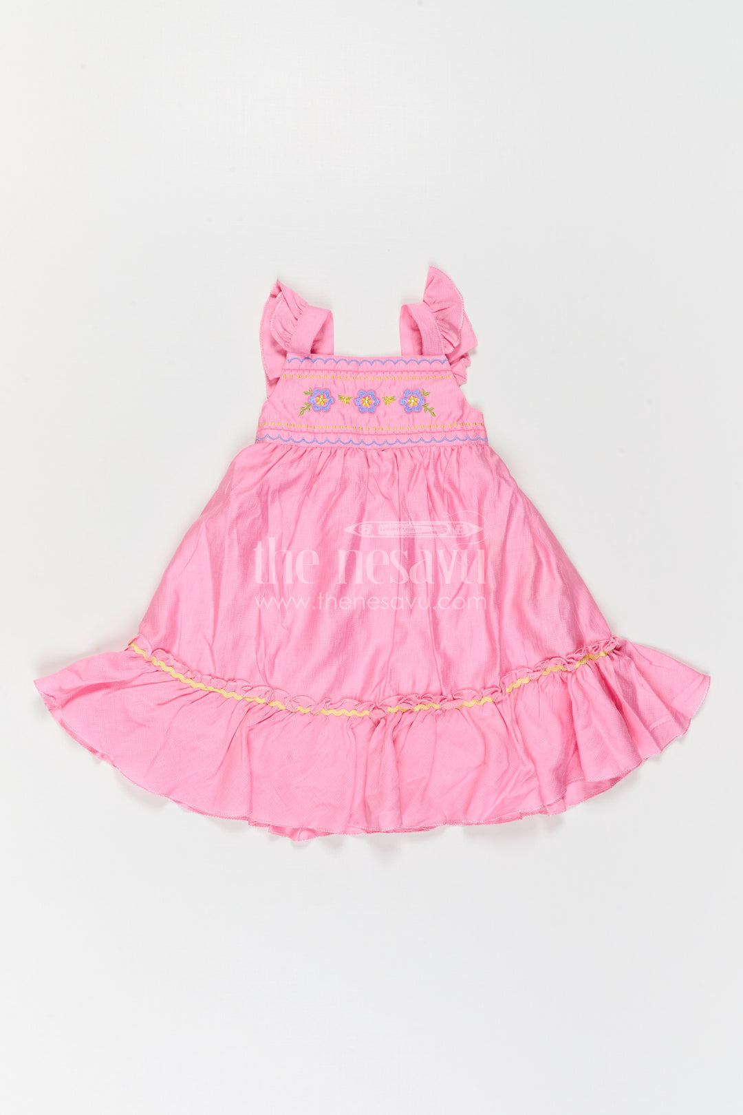 The Nesavu Girls Cotton Frock Girls Embroidered Frock for Birthdays and Festive Gatherings Nesavu Nesavu Girls Embroidered Cotton Blend Frock For Birthday Parties And Festive Family Occasions