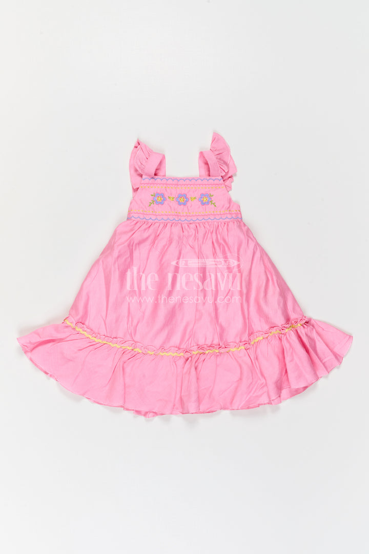 The Nesavu Girls Cotton Frock Girls Embroidered Frock for Birthdays and Festive Gatherings Nesavu Nesavu Girls Embroidered Cotton Blend Frock For Birthday Parties And Festive Family Occasions