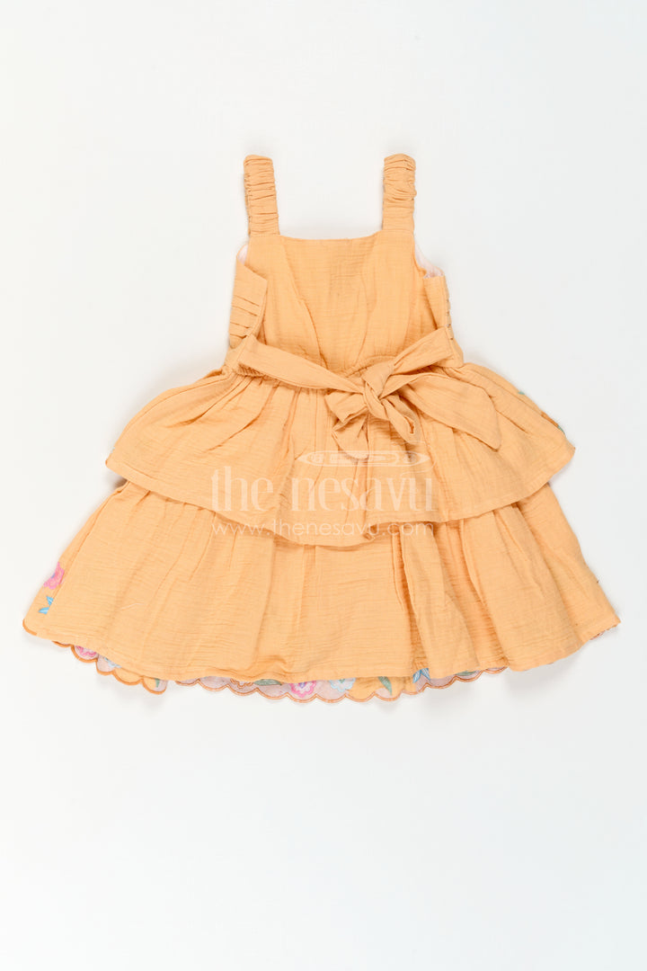 The Nesavu Girls Cotton Frock Girls Embroidered Frock for Festive Birthdays and Family Outings Nesavu Nesavu Girls Muslin Cotton Frock With Thread Embroidery For Birthdays And Festive Outings