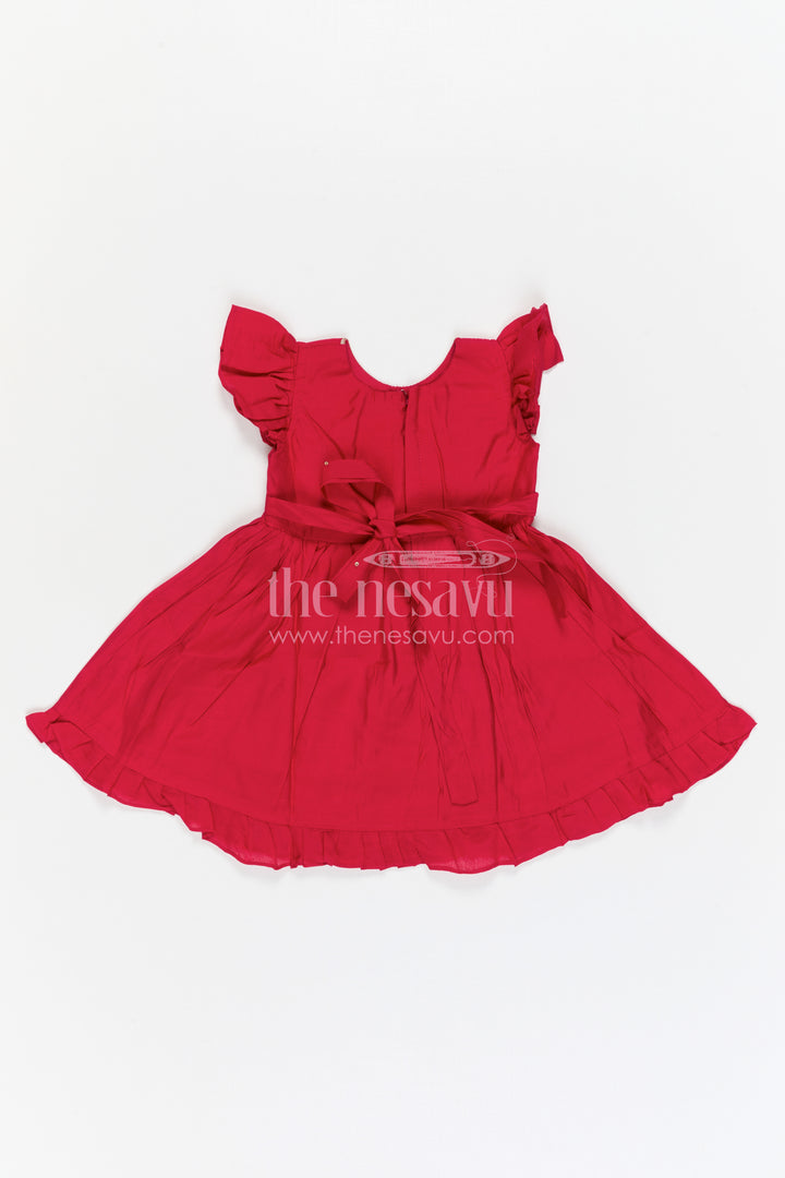 The Nesavu Girls Chanderi Frock Girls Embroidered Frock for Festive Outings and Family Functions Nesavu Nesavu Girls Chanderi Frock With Peacock Embroidery For Festive Outings And Celebrations