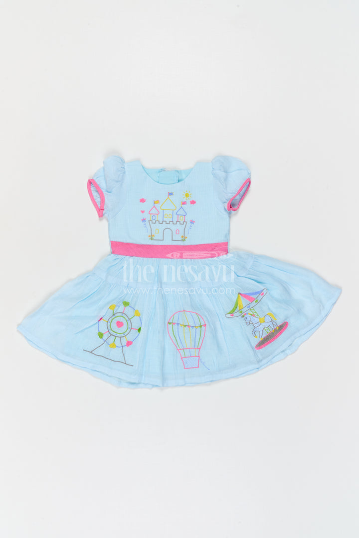 The Nesavu Girls Cotton Frock Girls Embroidered Frock for Outings and Family Celebrations Nesavu Nesavu Girls Embroidered Cotton Blend Frock For Family Outings And Festive Occasions