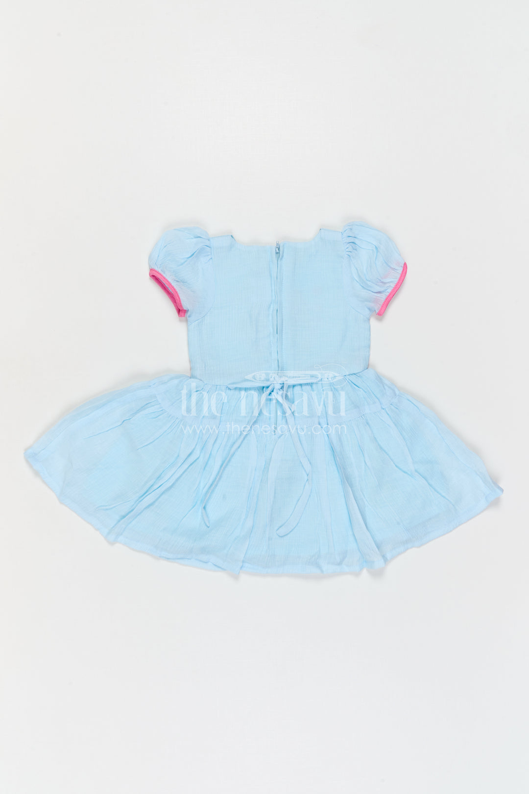 The Nesavu Girls Cotton Frock Girls Embroidered Frock for Outings and Family Celebrations Nesavu Nesavu Girls Embroidered Cotton Blend Frock For Family Outings And Festive Occasions