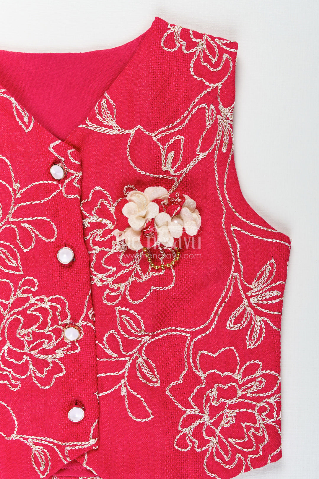 The Nesavu Girls Casual Set Girls embroidered georgette top and skirt set for casual festive wear Nesavu Nesavu girls embroidered georgette top skirt set festive casual occasions