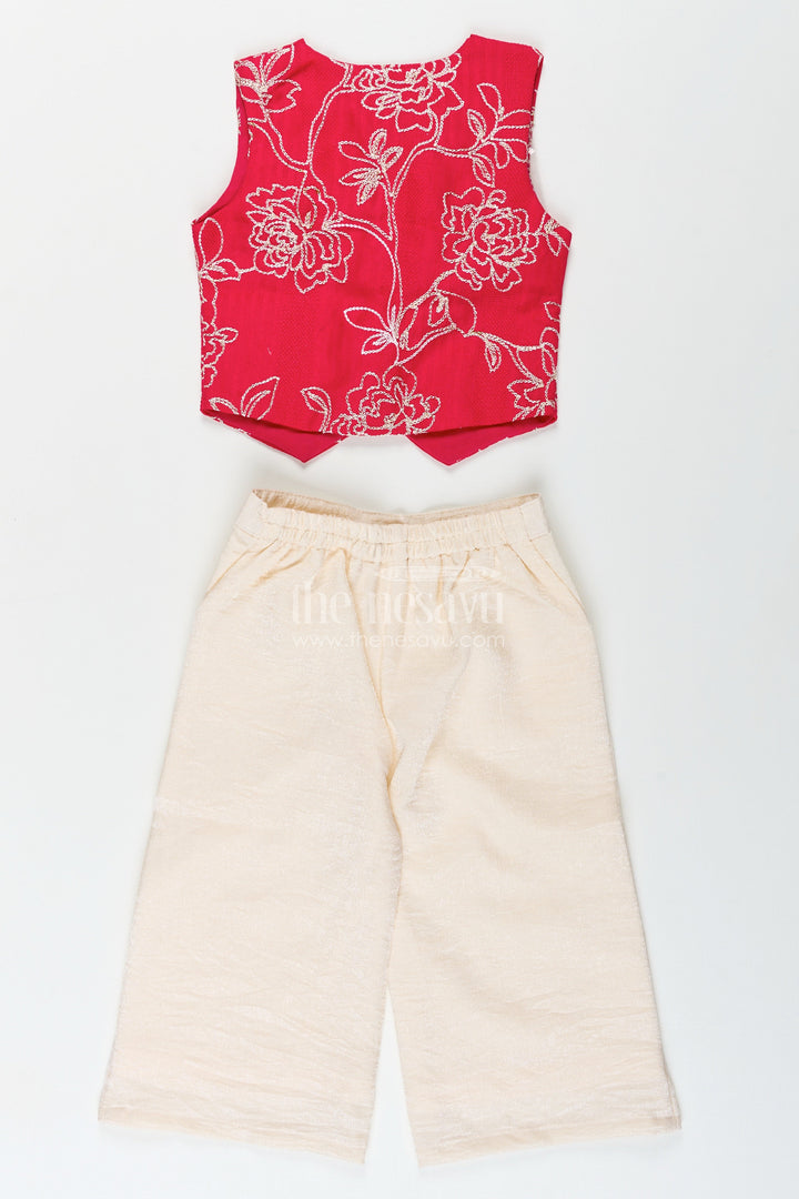 The Nesavu Girls Casual Set Girls embroidered georgette top and skirt set for casual festive wear Nesavu Nesavu girls embroidered georgette top skirt set festive casual occasions