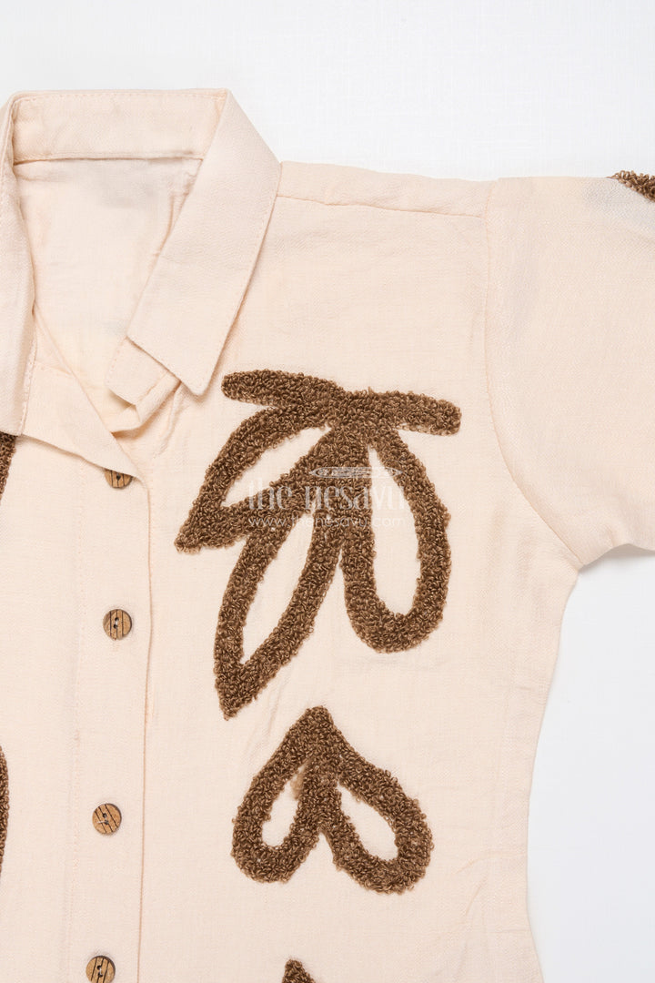 The Nesavu Girls Casual Set Girls Embroidered Kurta Palazzo Set for School Ethnic Day and Casual Celebrations Nesavu Nesavu girls shirt-style kurta palazzo set embroidery ethnic day light festive wear