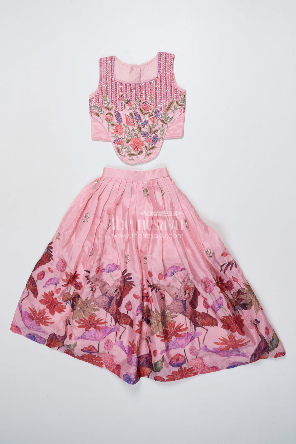 The Nesavu Girls Lehenga Choli Girls Embroidered Lehenga Choli for Weddings and Festive Functions Nesavu Nesavu girls embroidered lehenga choli georgette weddings festive celebrations