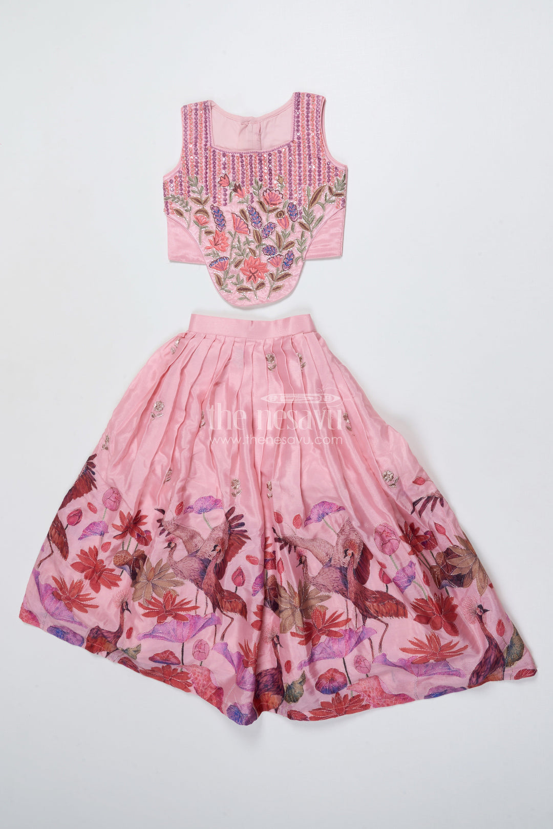 The Nesavu Girls Lehenga Choli Girls Embroidered Lehenga Choli for Weddings and Festive Functions Nesavu Nesavu girls embroidered lehenga choli georgette weddings festive celebrations